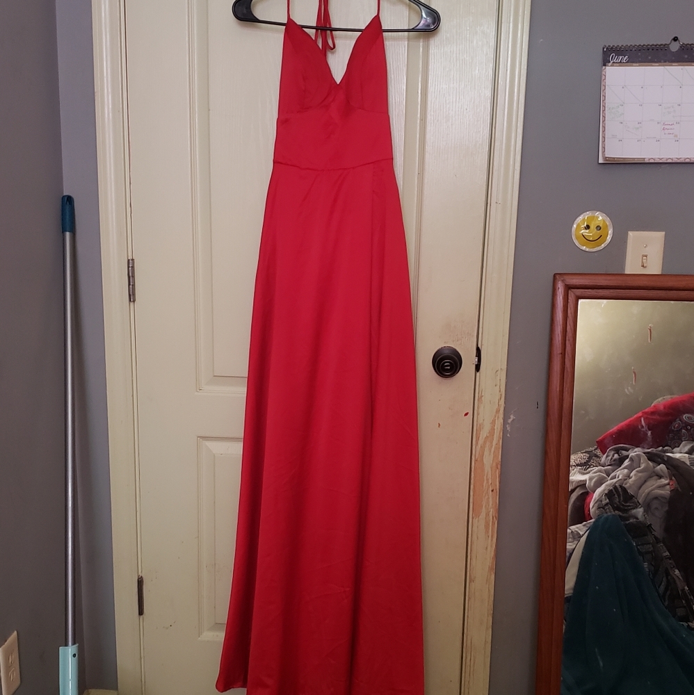 Red silk dress
